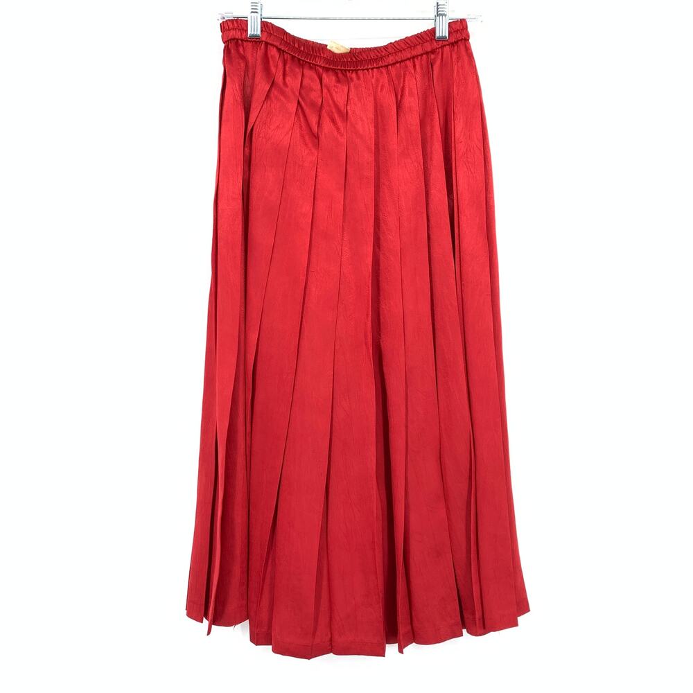 VTG Rodier 2 Piece Long Sleeve Top + Pleated Skirt Set Womens Size 42 US 10 Red - Picture 2 of 13